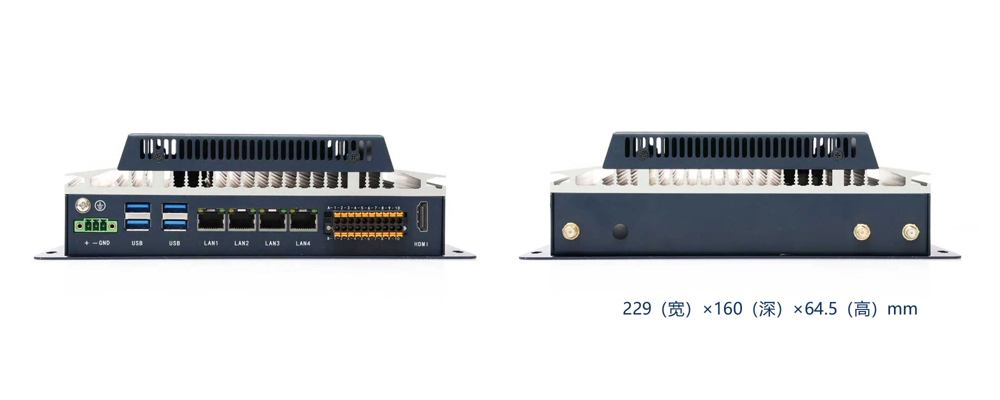 EA-N500A edge AI computer - three-view dimensions (mm)