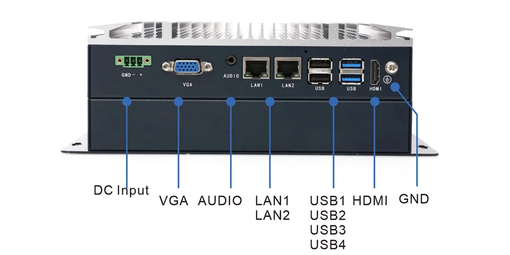 EPC-207B embedded industrial computer - front panel I/O layout