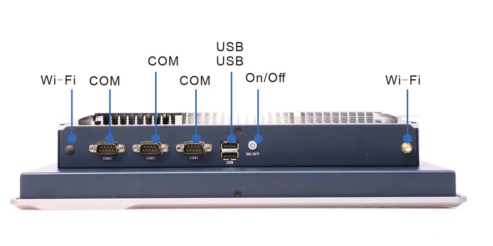 EPC-S1522E embedded industrial panel PC (standard screen) - rear panel I/O layout