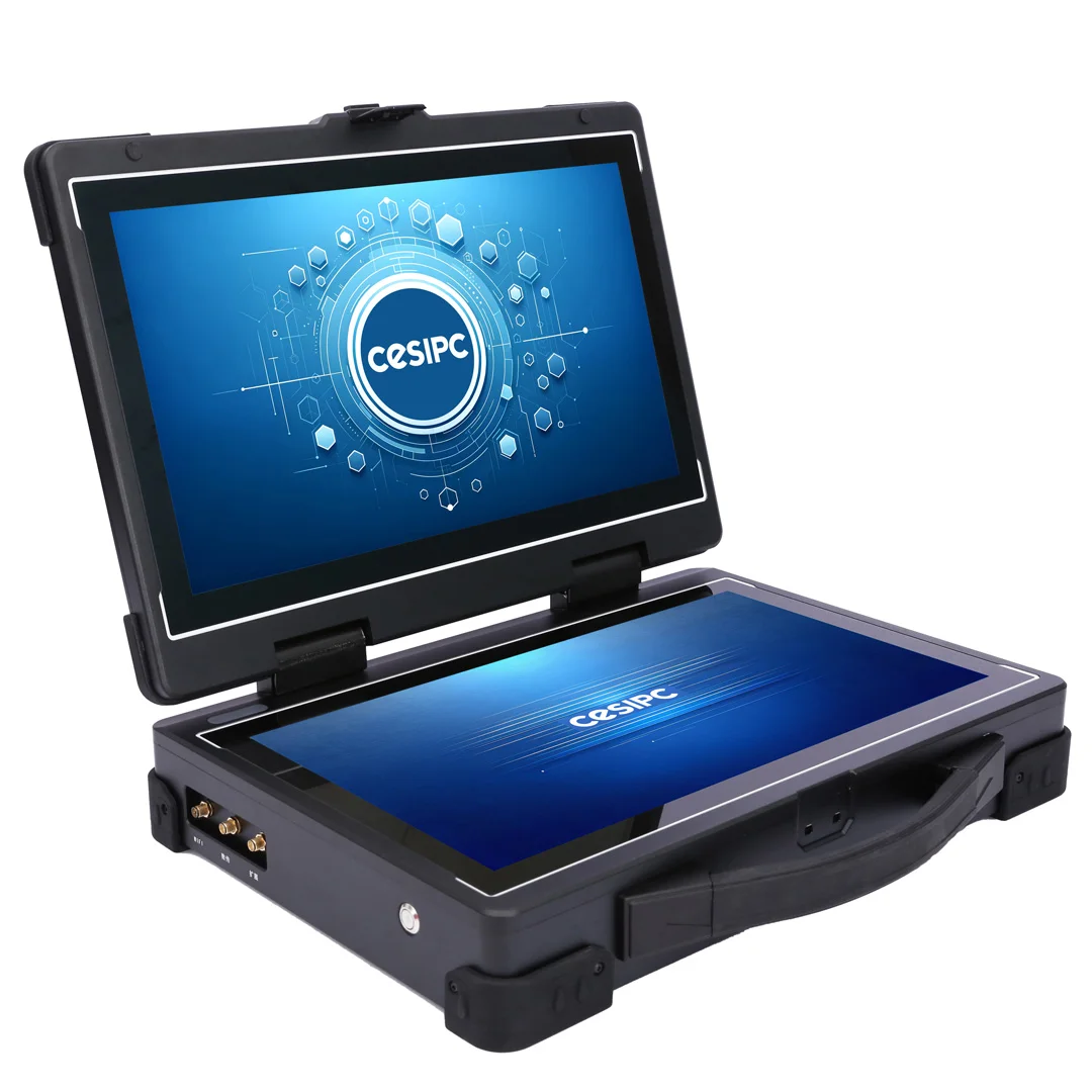 MPC-AS-W150-T2-A robuste tragbare Dual-Screen-Workstation - Frontansicht - CESIPC