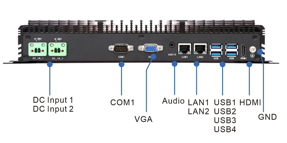 UPC-309R universal box industrial PC - front panel I/O layout