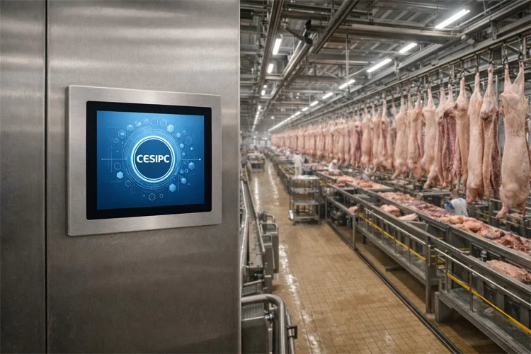 WPC-S1022A-S embedded hygienic panel PC (S-grade / IP69K front panel) - meat processing line application
