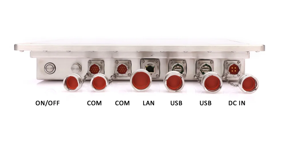 WPC-S1522A-G embedded hygienic panel PC (S-grade / IP69K front panel) - front panel I/O layout