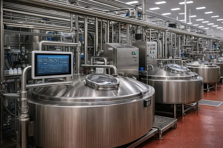 WPC-W2162A-G widescreen fully enclosed waterproof panel PC (G grade / IP69K) - dairy production line application